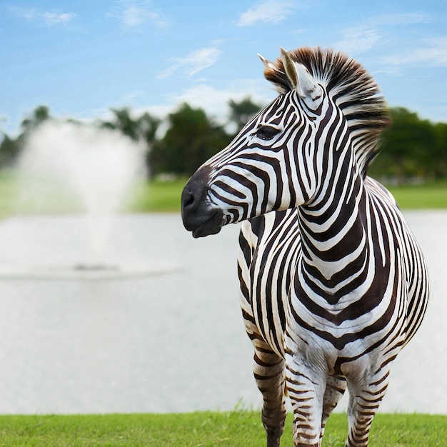 Photo zebra standing in a field