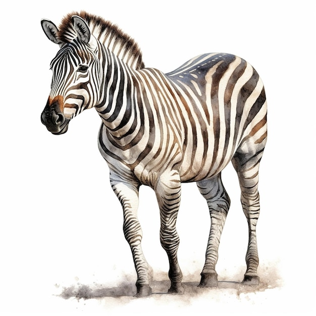 Zebra standing in the sand with its head turned towards the camera generative ai