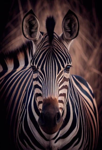 Zebra staren rechtstreeks in de camera generatieve ai