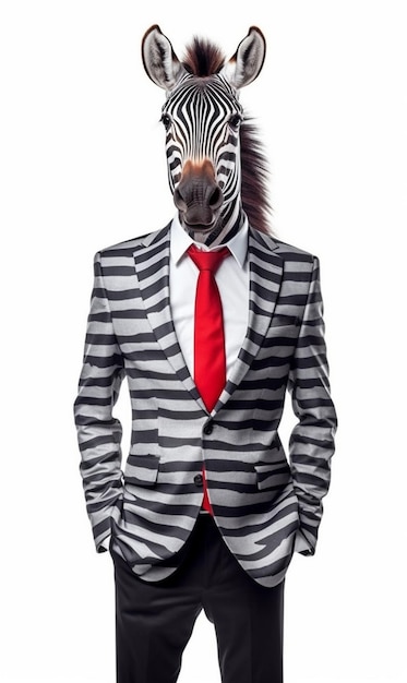 Photo a zebra suit with a red tie and a red tie.