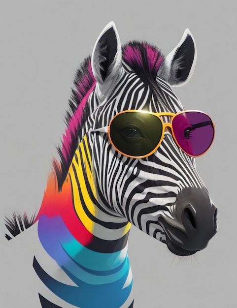 A zebra wearing sunglasses with a zebra on it