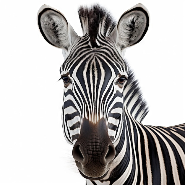 A zebra with a black and white pattern on its face