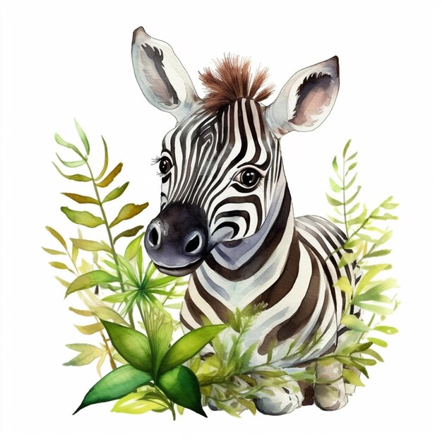 Zebra with a bushy head and a bushy tail generative ai