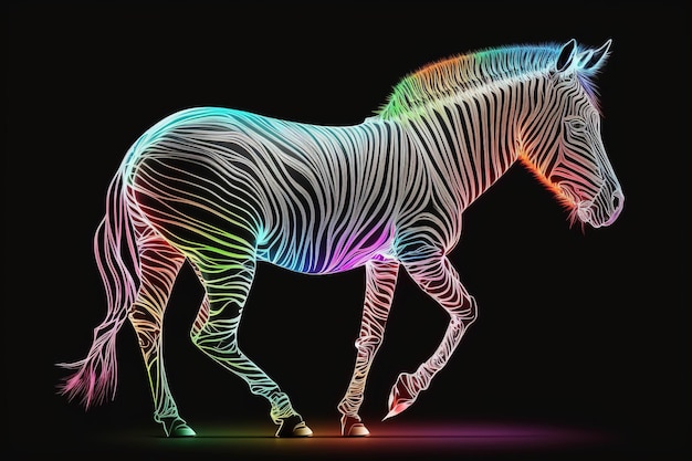 Zebra with neon pastel color