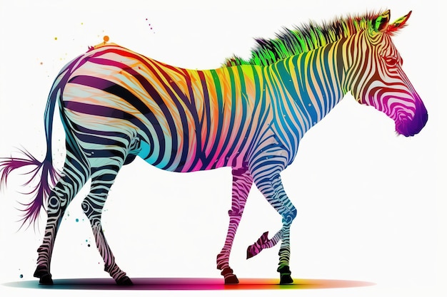 Zebra with neon pastel color