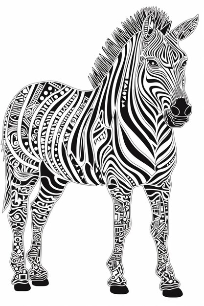 Photo zebra with a pattern on its body and head generative ai