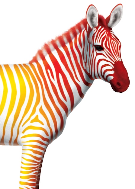 A zebra with red and yellow stripes ILLUSTRATION