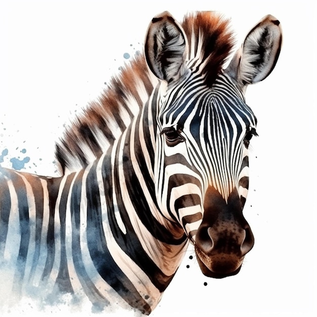 Zebra with a white background and a black and white stripe generative ai