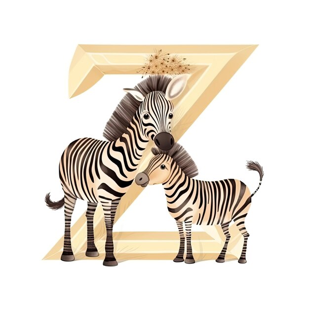 Foto una zebra e una zebra stanno di fronte a una lettera z.