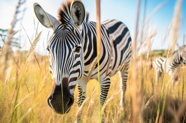 Photo zebras grazing in african savanna