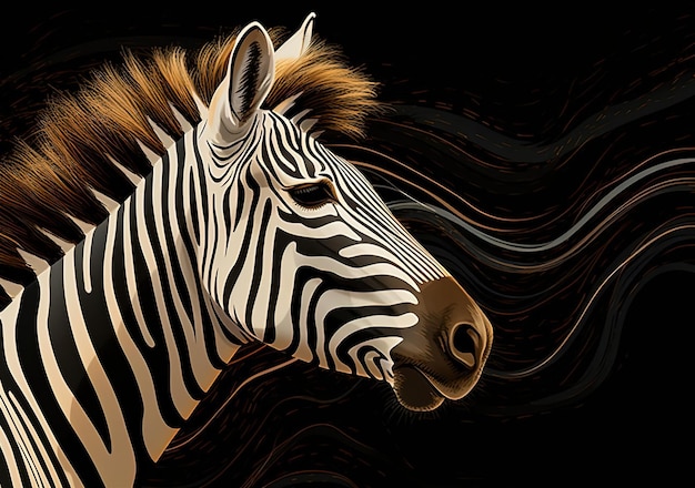 zebrastrepen in bruin en wit op een zwarte achtergrond