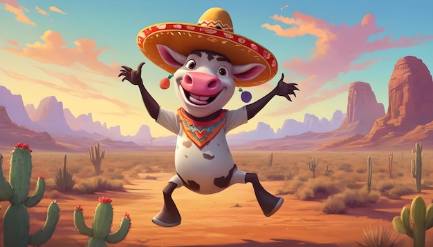 the Zebu with a sombrero and maracas salsa