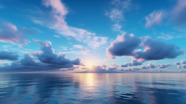 Zee ochtendhemel natuurlijke kleine wolken Ai Generatieve