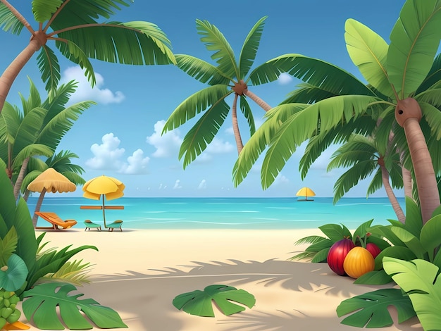 zee strand met palmbladeren achtergrond zomer
