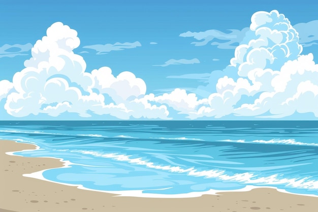 Zeegebied met een blauwe lucht en witte wolken