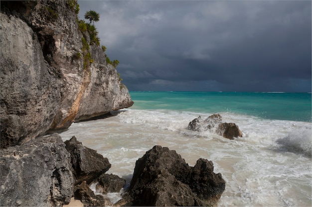 Zeegezichten van het schiereiland Yucatan Tulum