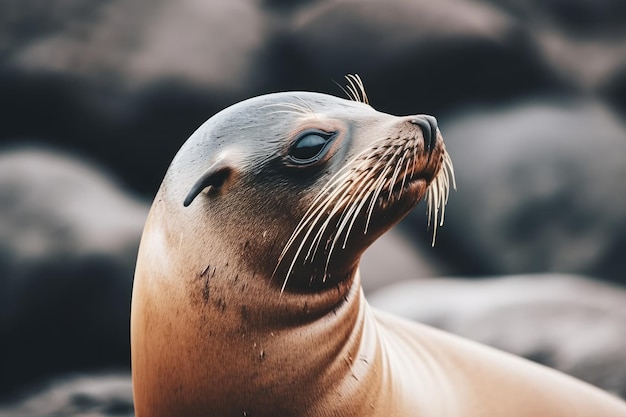 Zeehond rustend op een rotsachtige kust Generatieve AI