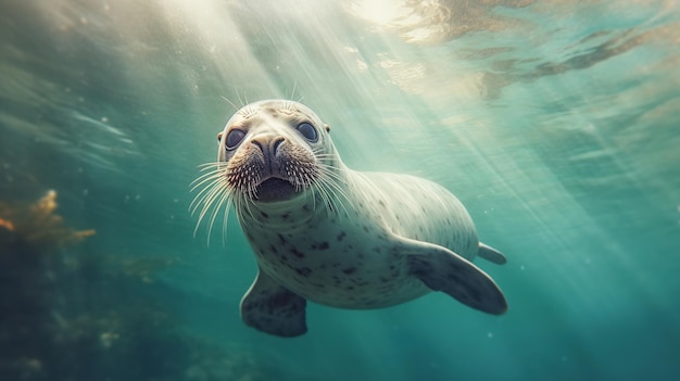 Zeeleeuw in de zee van dichtbij