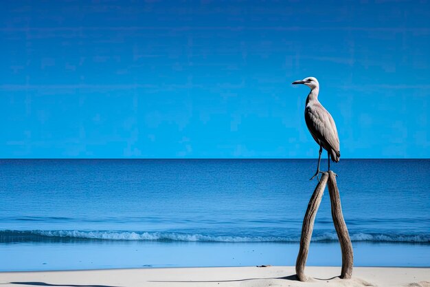 Foto zeemeeuw op het strand onder de blauwe hemel ai gegenereerd