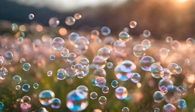 Foto zeepbellen in de lucht.