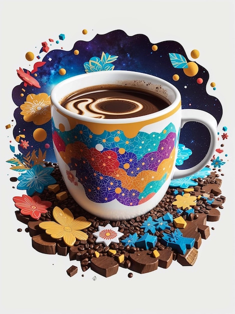 zeer details melkwegstelsel binnen een kopje koffie whit