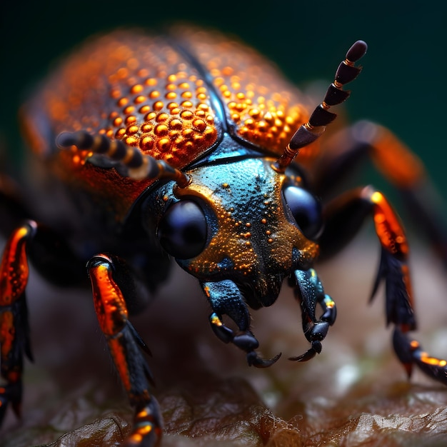 Zeer gedetailleerde kever macrofotografie