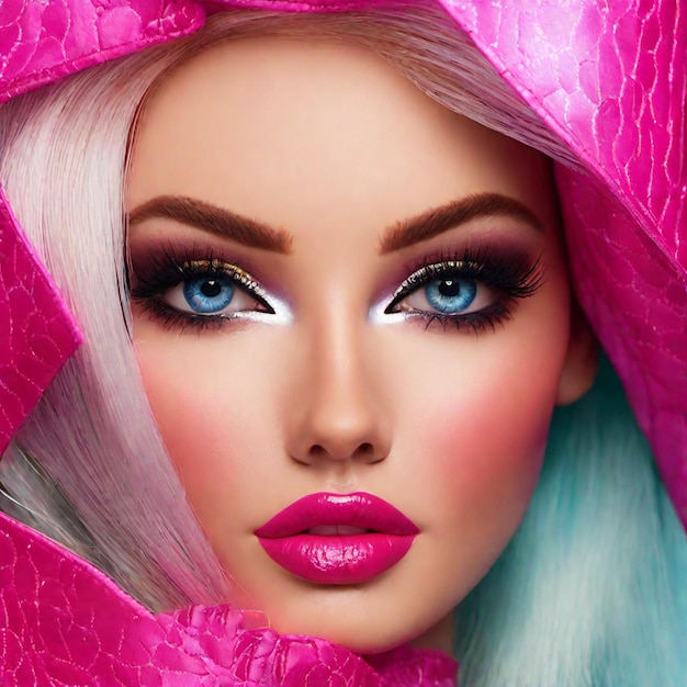 Foto zeer mooie barbie make-up ai genereren