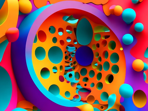 Foto zeer unieke kleurrijke en dimensionale abstracte gat illustratie 3d-beeld gedownload