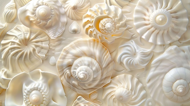 Zeeschelpen op witte achtergrond Close-up van zeeschelpen