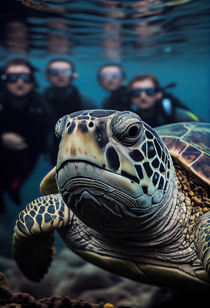 Zeeschildpad voor duikers Generatieve ai