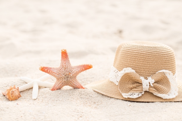 Zeester en hoed op het strand, de Conceptenzomer