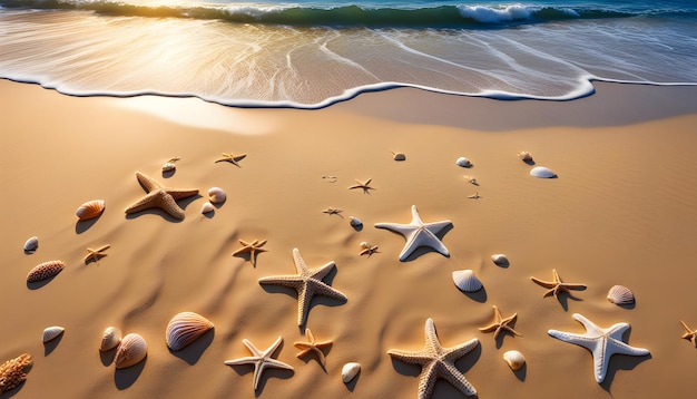 Zeesterren en zeesterren op het strand