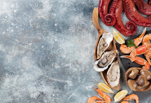 Foto zeevruchten octopus oesters kreeft garnalen