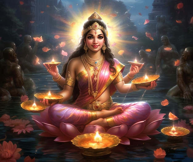 Zegeningen van Lakshmi op Diwali
