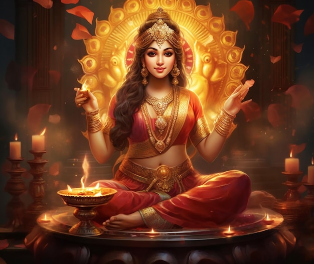 Zegeningen van Lakshmi op Diwali