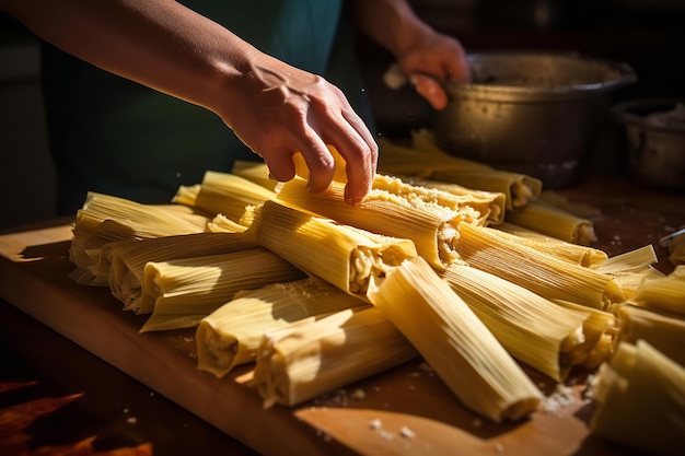 Zelfgemaakt Tamales-kookproces