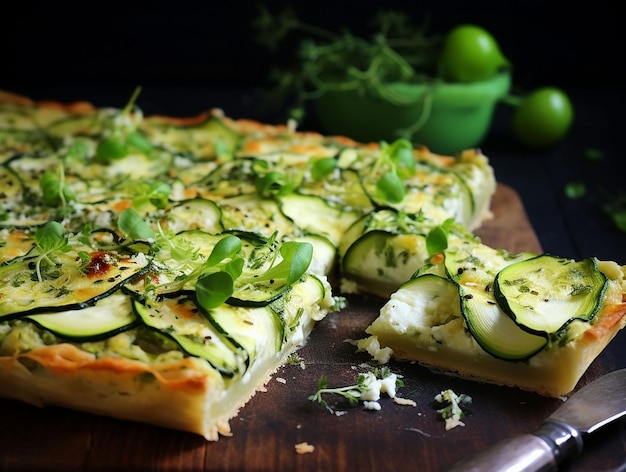 Zelfgemaakte hartige taart met courgette gegenereerd ai