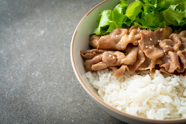 Zelfgemaakte Japanse Varkensvlees Donburi Rijstkom