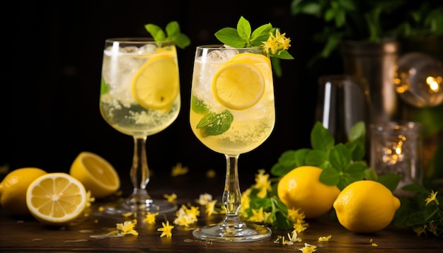 zelfgemaakte limoncello spritz drank van likeur sprankel