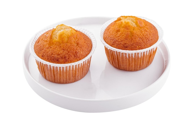 Zelfgemaakte muffins of cupcakes geïsoleerd op een witte achtergrond