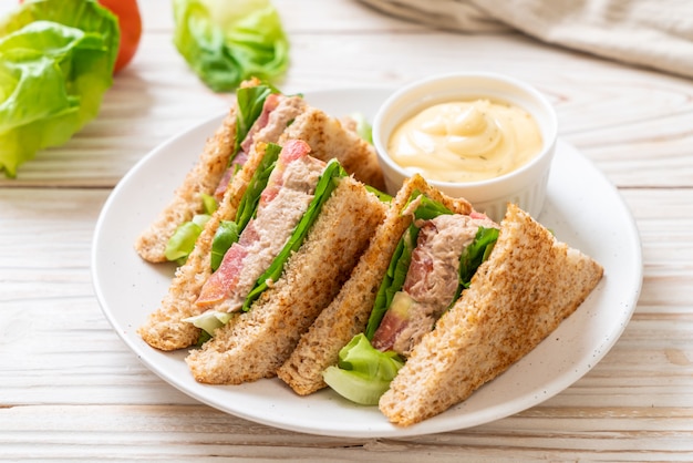 Zelfgemaakte tonijn sandwich