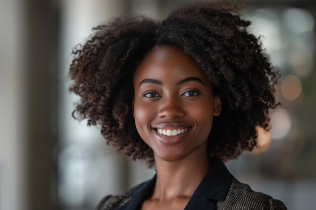 Zelfverzekerde jonge professionele vrouw met Afro kapsel