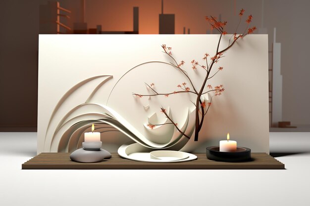 Zen 3D mock up modern harmony contemporary colors attractive and elegant composition