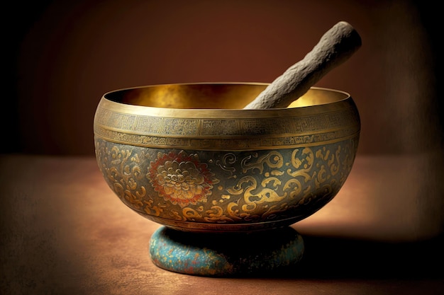 Zen and balance golden tibetan singing bowl