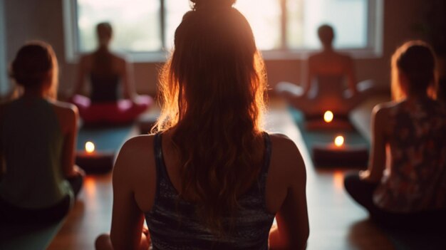 Foto zen bliss vangt de essentie van yoga meditatie en feestelijke momenten