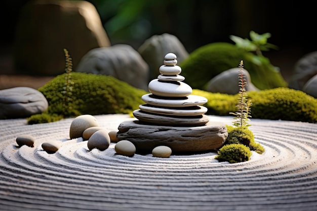 Zen Buddhism Concept Meditation in a Serene Rock Garden