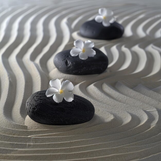 Photo the zen elegance of basalt and jasmine