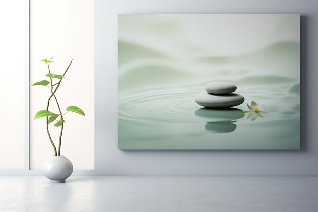 Foto zen frame mock up in een minimalistisch interieur sereniteit en evenwicht ontspannende omgeving