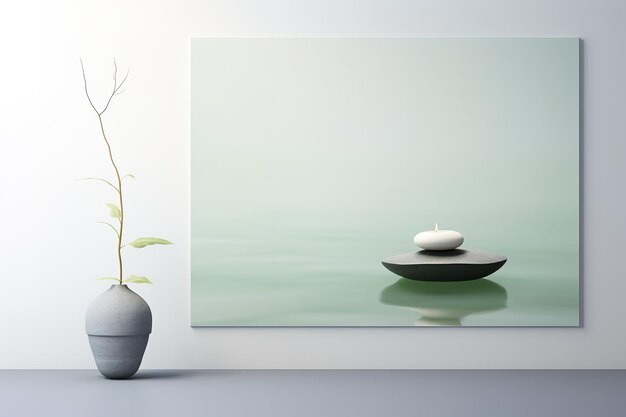 Photo zen frame mock up in a minimalist interior serenity and balance relaxing environment