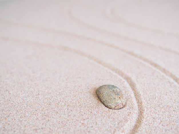 Zen Garden Japan Nature BackgroundCalm Abstract Circle Stone on BeachDesign Pattern Texture Wave Line on Desert SandPebbles Buddhism SymbolsRelax Simplicity Meditation Harmony Aromatherpy Spa